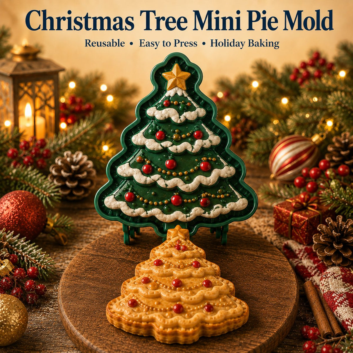 Christmas Mini Pie Molds — 9 Festive Designs - Approx. 2.36 × 2.36 inches (6 × 6 cm)